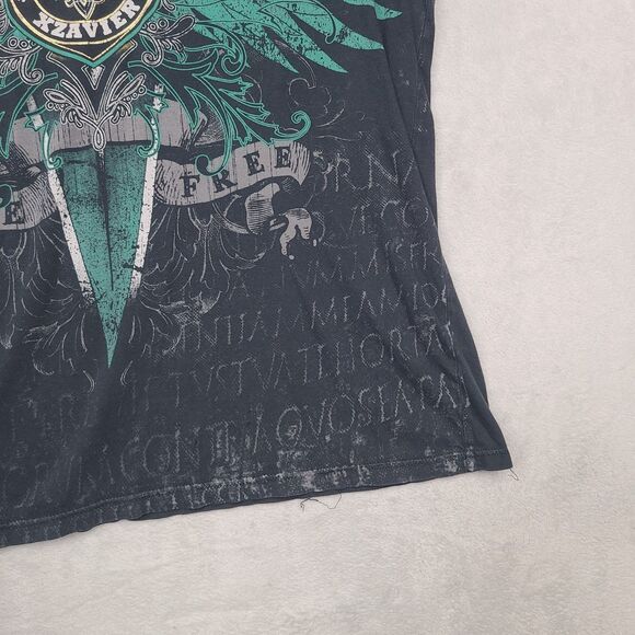 Vintage Xzavier T Shirt Scripts Crosswing Goth Grunge Y2K Shirt Size Large - Picture 11 of 14